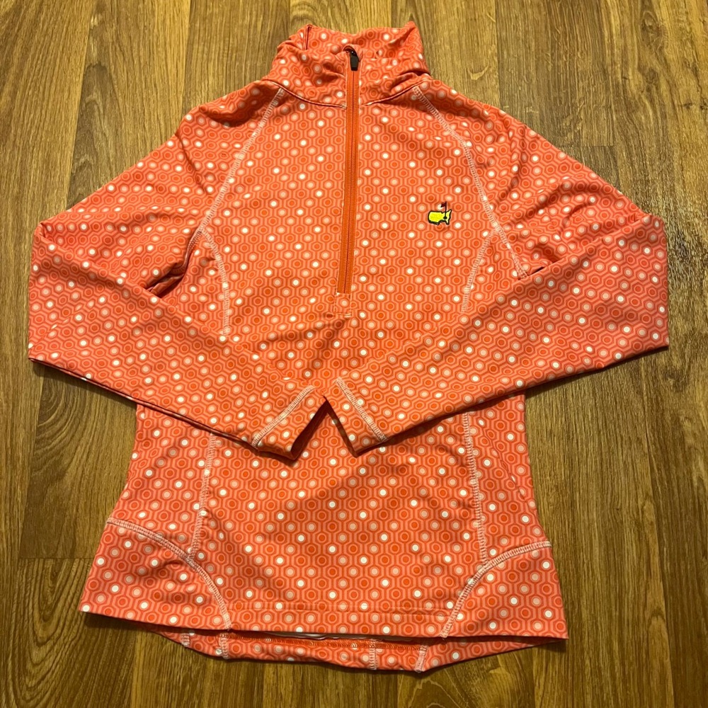 Masters Magnolia Lane Pullover Women XS Coral Tech 1/4 Zip Golf Geometric UPF 50